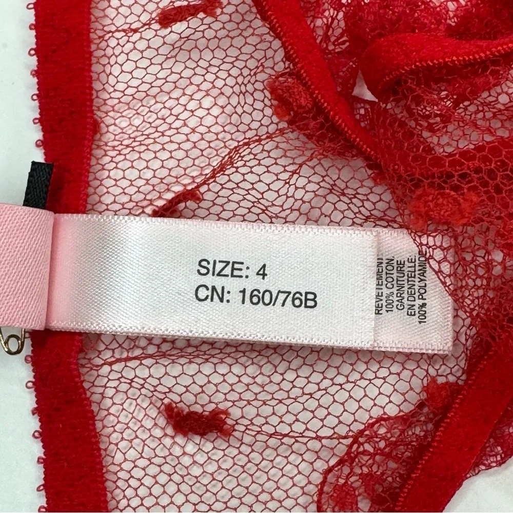 NWT AGENT PROVOCATEUR Madelina Red Lace Sheer Thong in AP Size 4 (US 8) - Picture 10 of 13